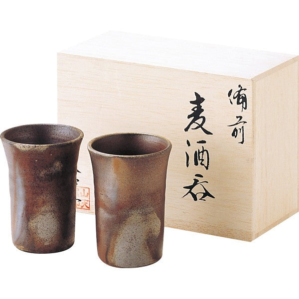 備前焼 山天窯 棧切り 組麦酒呑揃 S-72