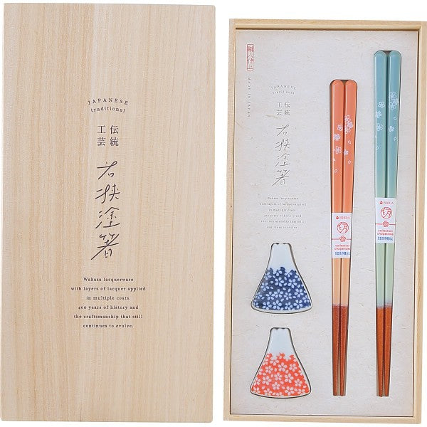 桐箱入 箸置き付夫婦箸 富士見桜 631877