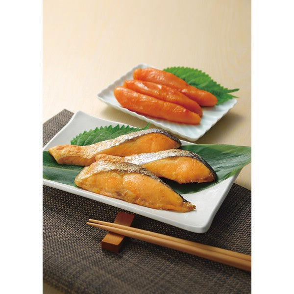 ギフト好適品 鳴海屋 辛子明太子箱入と鮭の明太漬詰合せ 1780985