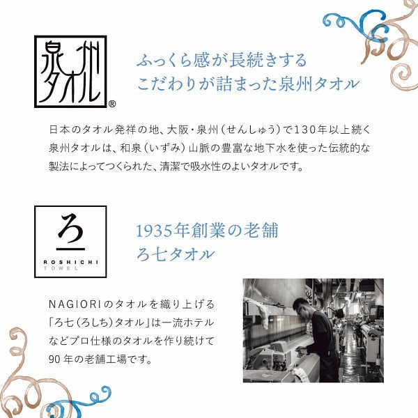 ギフト好適品 ＮＡＧＩＯＲＩ　泉州フェイスタオル 35012