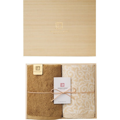 ギフト好適品 今治謹製　紋織タオル×極上タオル　フェイスタオル２枚セット（木箱入） グリーン SISET300