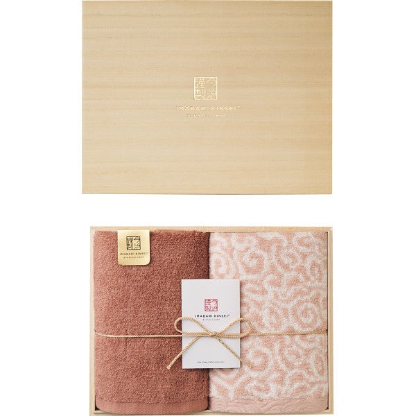 今治謹製　紋織タオル×極上タオル　フェイスタオル２枚セット（木箱入） パープル SISET300