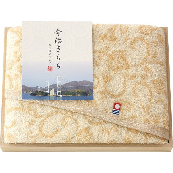 ギフト好適品 今治きらら　フェイスタオル（木箱入） ベージュ 53015