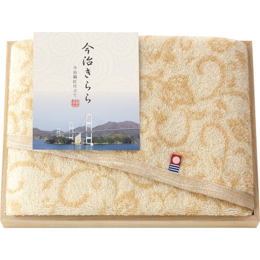 ギフト好適品 今治きらら　フェイスタオル（木箱入） ベージュ 53015