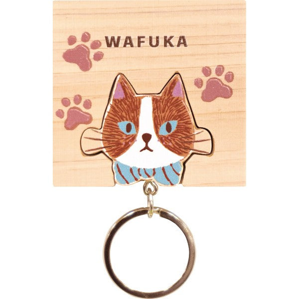 ＷＡＦＵＫＡ　Ｈｉｎｏｋｉ　ｋｅｙｒｉｎｇ（ひのきキーリング） ねこ TMK-023
