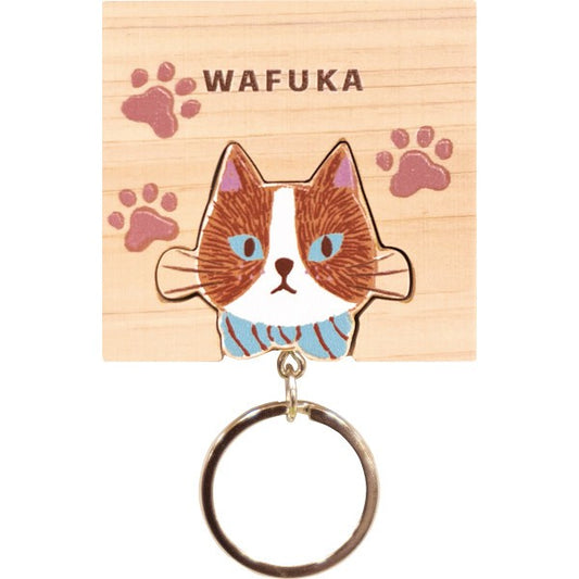 ＷＡＦＵＫＡ　Ｈｉｎｏｋｉ　ｋｅｙｒｉｎｇ（ひのきキーリング） ねこ TMK-023