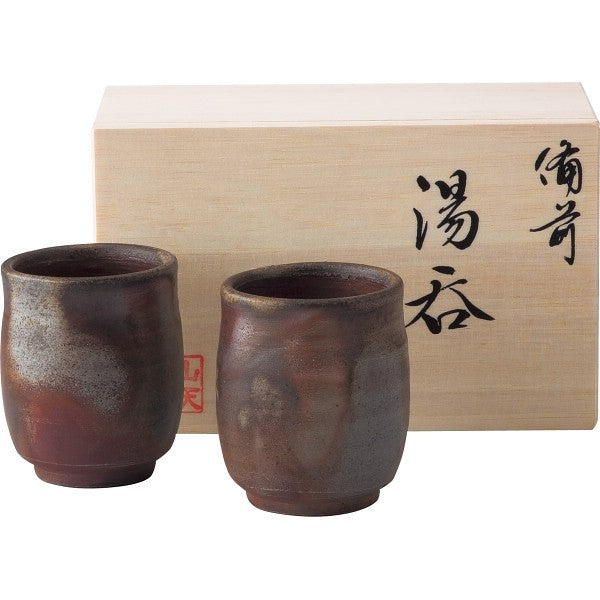 備前焼　山天窯　棧切り　組湯呑 S-71