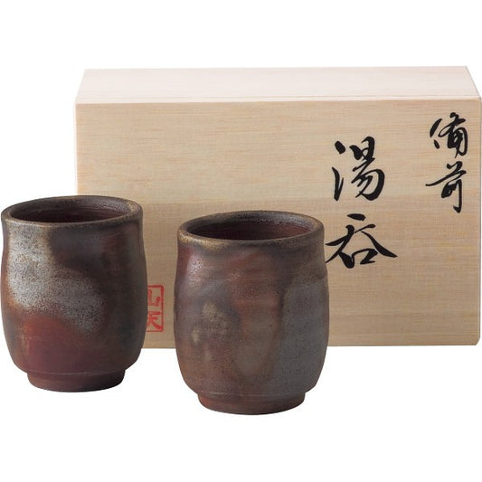 備前焼　山天窯　棧切り　組湯呑 S-71