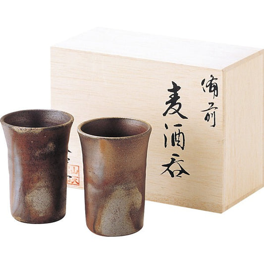 備前焼　山天窯　棧切り　組麦酒呑揃 S-72