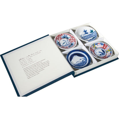 ギフト好適品 江戸っ子恐竜　しあわせ図鑑（まめ皿４枚セット） EK88-Y01
