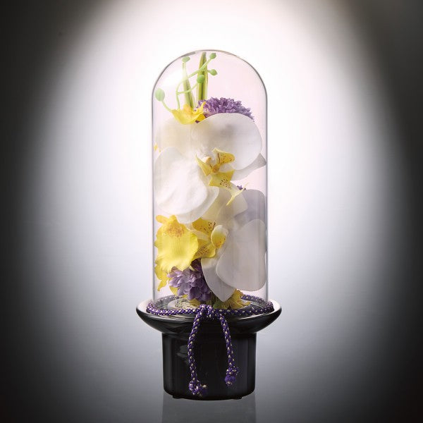 ギフト好適品 プリマ　ガラスドームの供花　胡蝶蘭（造花） PRSYｰ0132