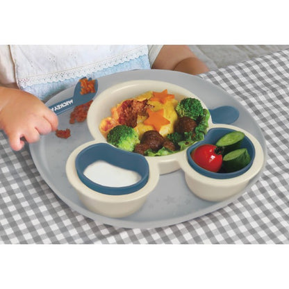 ギフト好適品 食べこぼしキャッチプレート ミッキー×青 306323