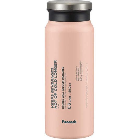 ピーコック　ステンレスボトルスクリューマグタイプ（６００ｍｌ） コーラルピンク AEJ-60PCR