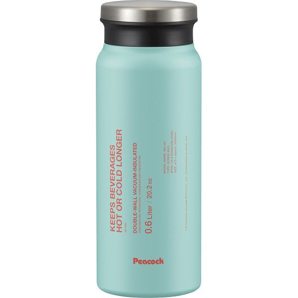 ピーコック　ステンレスボトルスクリューマグタイプ（６００ｍｌ） ミントブルー AEJ-60A