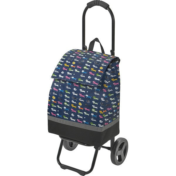 シャルミス　ネコ柄ショッピングカート ネイビーブルー 15-5038-80