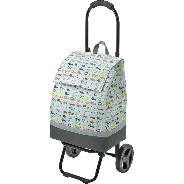 シャルミス　ネコ柄ショッピングカート スカイブルー 15-5038-81