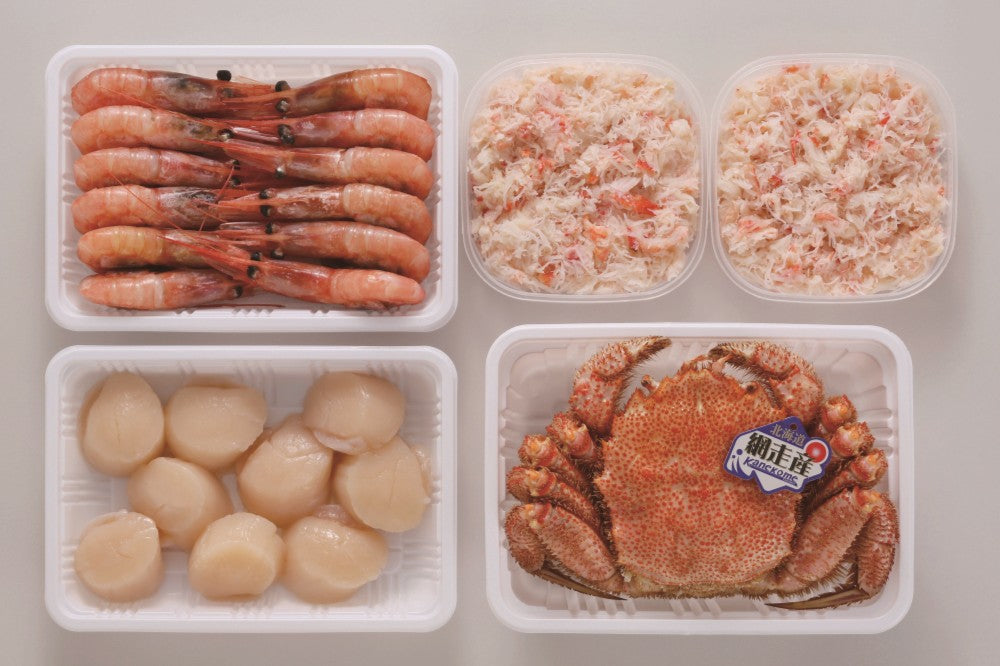 カネコメ田中水産 毛がに・甘えび・ほたて・おおずわいがにほぐし身セット